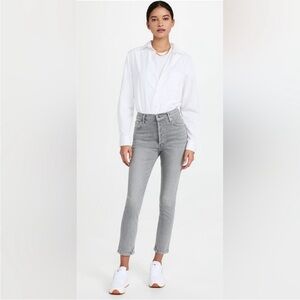 Agolde Nico Button Fly High Rise Cropped Jeans Denim Grey Size 29.